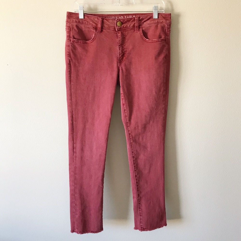 American Eagle Jegging Crop Super Stretch Red 8 - Picture 1 of 7